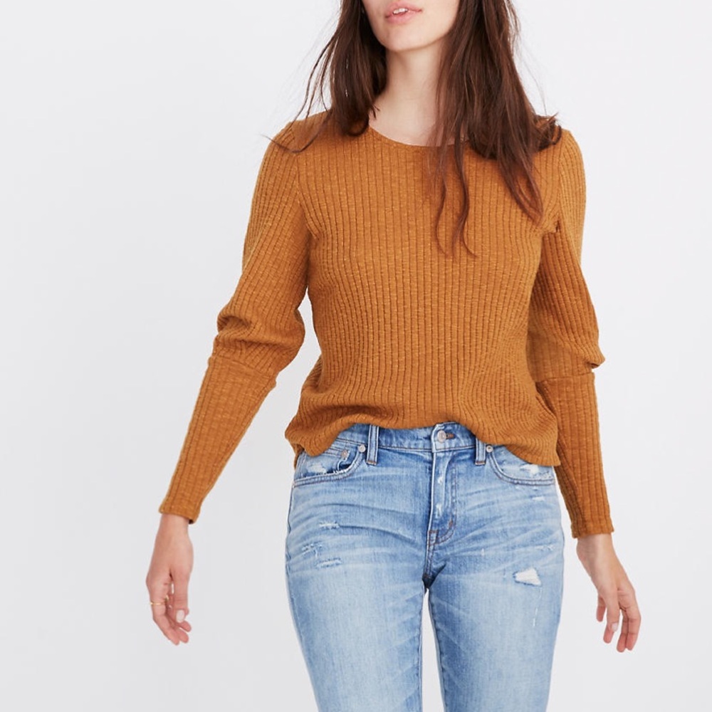 Madewell ribbed bubble sleeve top